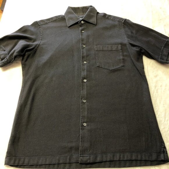 Hugo Boss Black & Brown Collared Short Sleeve Button Down Shirt Small - Picture 2 of 5